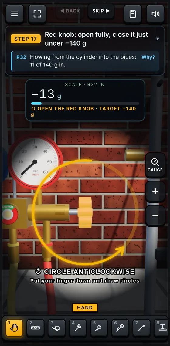 Weighing in extra refrigerant for a long pipe run
