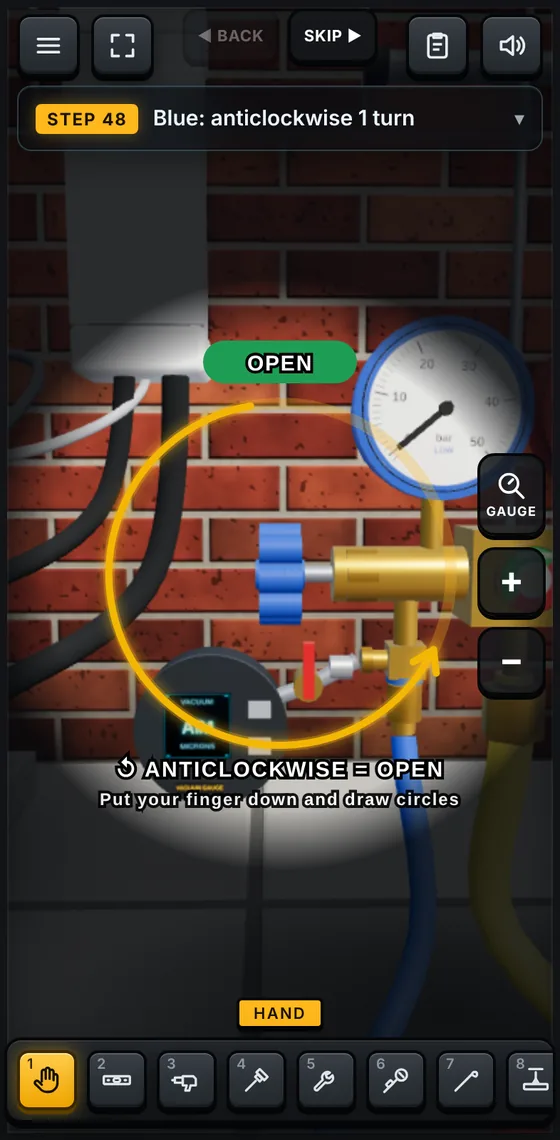 Pressure test and vacuum on the manifold